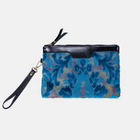 Burnout Velvet Aqua Blue Wristlet Clutch