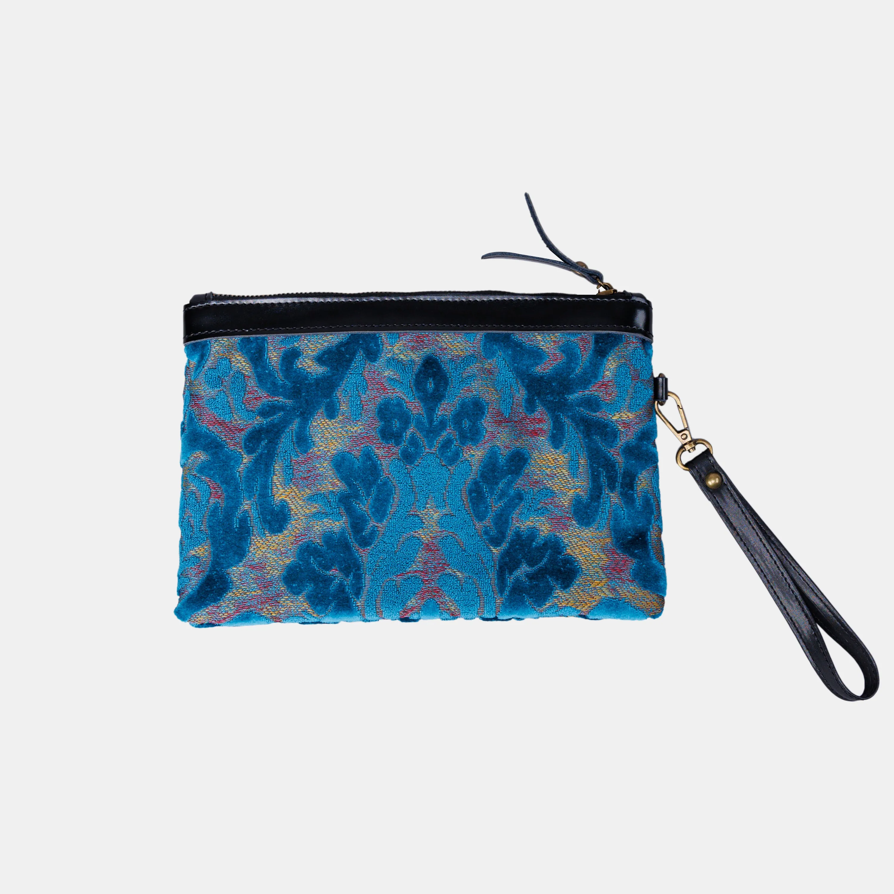 Burnout Velvet Aqua Blue Wristlet Clutch