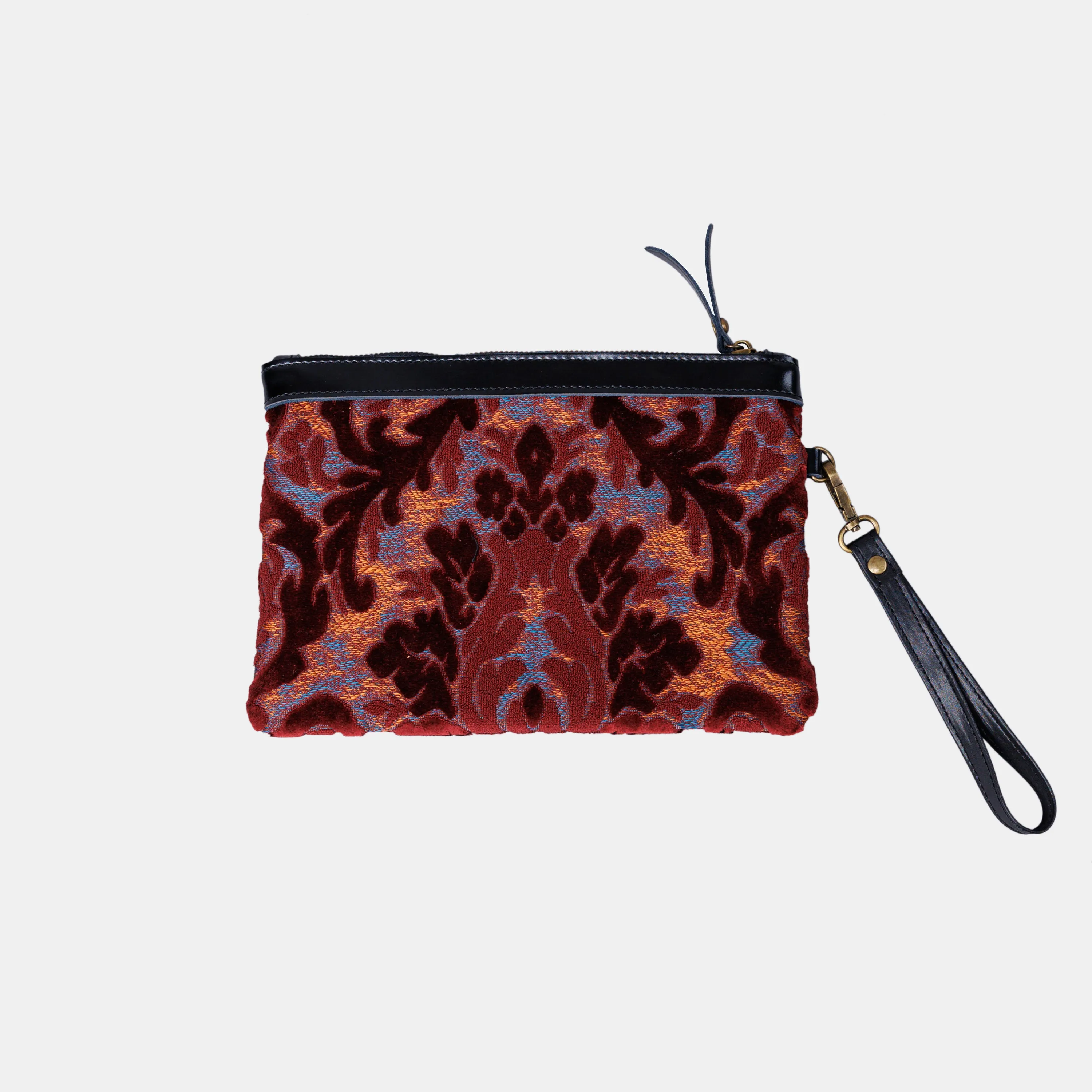 Burnout Velvet Wine Wristlet Clutch