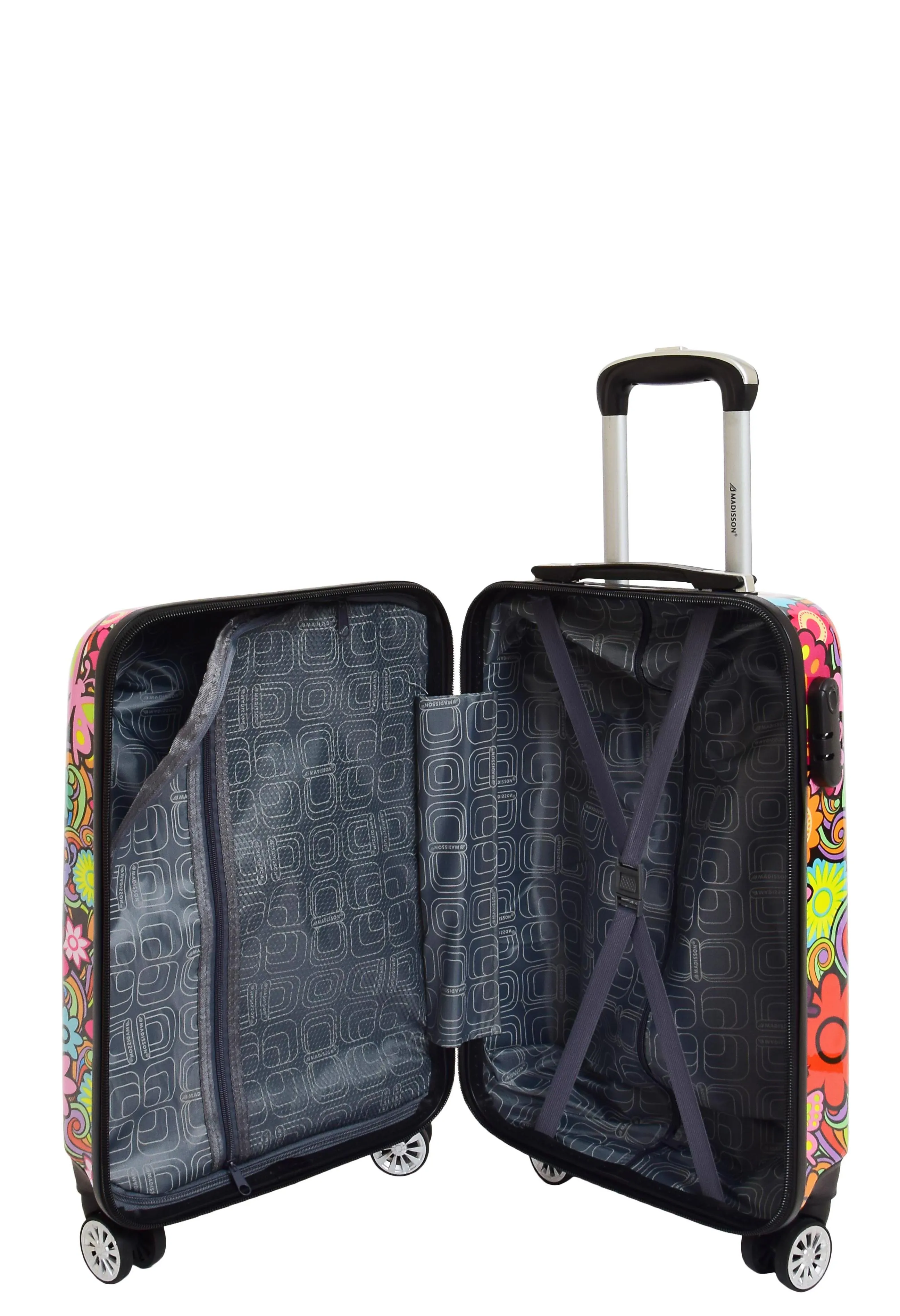 Cabin Size Suitcase Multicolour Flower Travel Bag 4 wheel Hand Luggage AA620