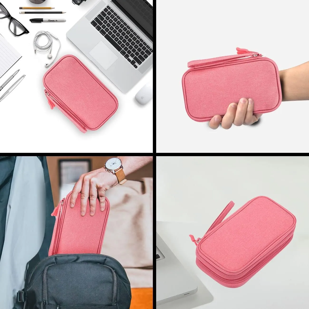 CAOODKDK Electronic Organizer Travel USB Cable Accessories Bag/Case,Waterproof for Power Bank,Charging Cords,Chargers,Mouse,Earphones Flash Driver