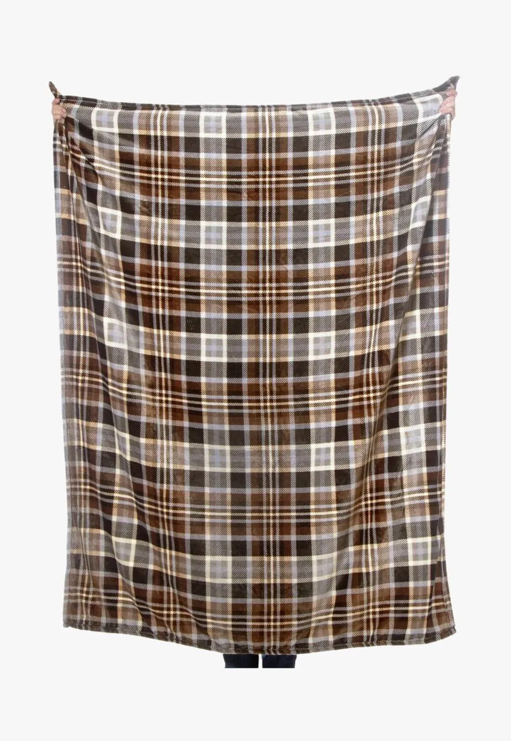 Carstens Grey & Chestnut Plaid Travel Blanket