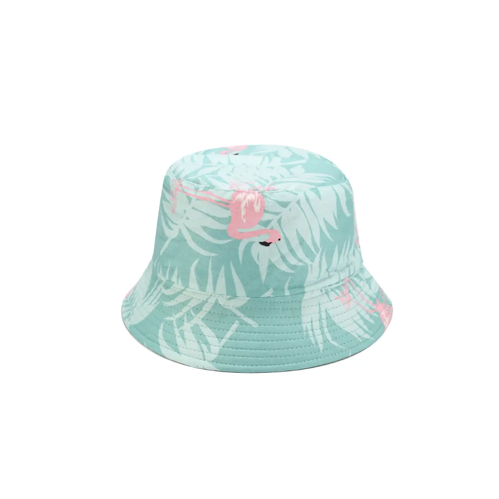 Cotton Reversible Bucket Hat Colorful Tropical Print Double Side Wear Fisherman Cap YZB0120