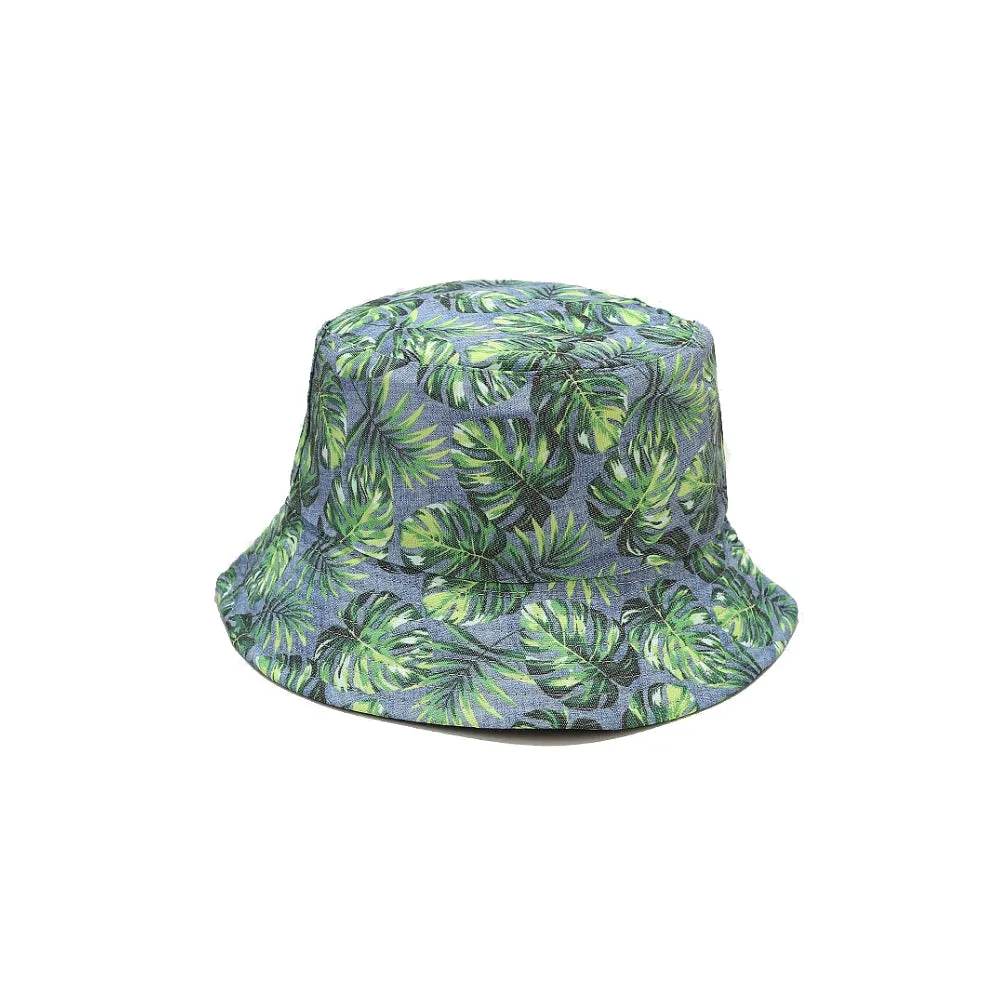 Cotton Reversible Bucket Hat Colorful Tropical Print Double Side Wear Fisherman Cap YZB0120