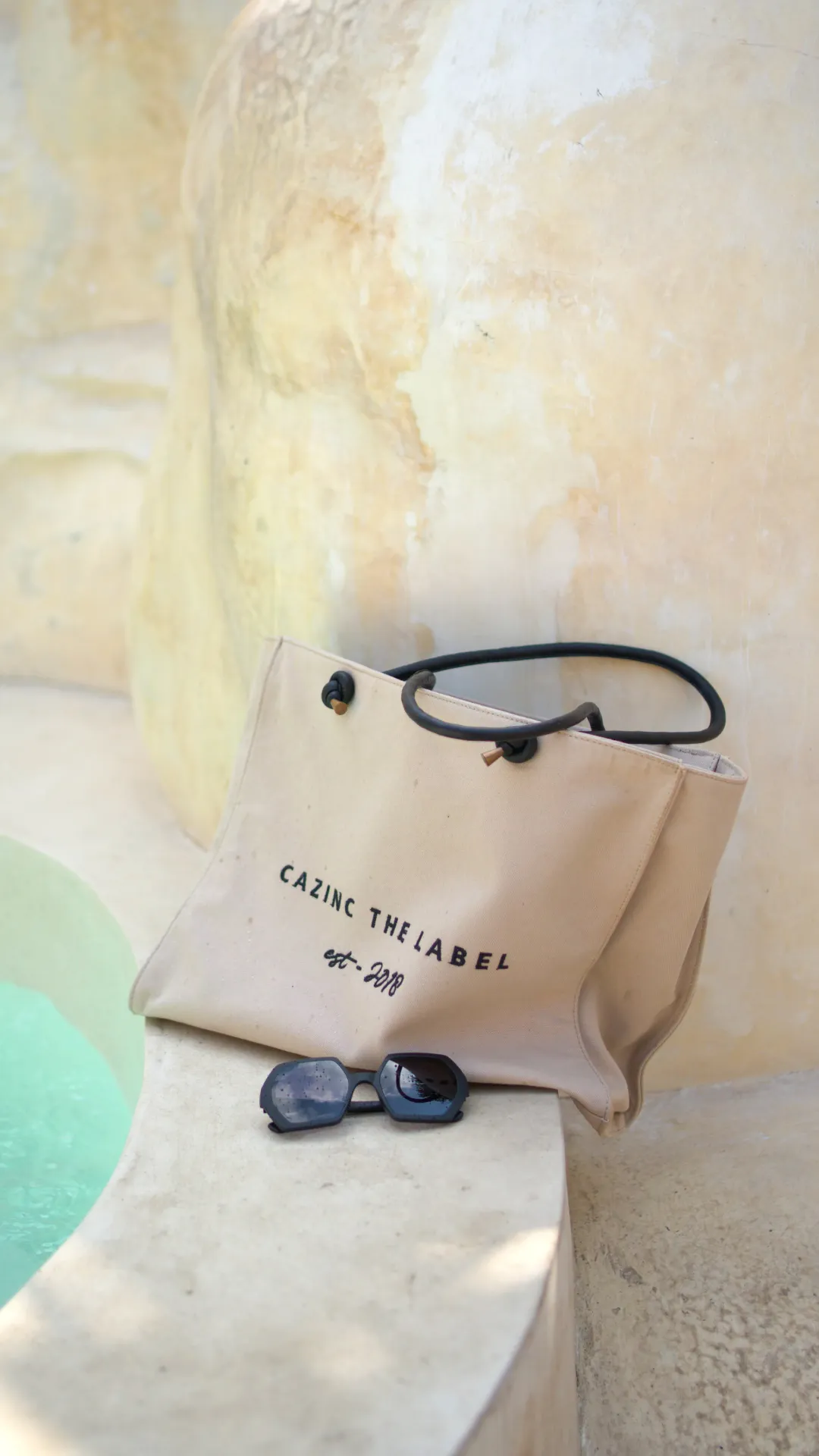 CTL Tote Bag With Leather Straps - Beige