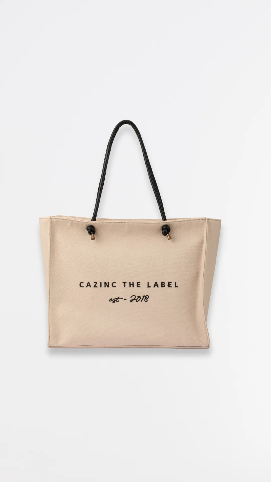 CTL Tote Bag With Leather Straps - Beige