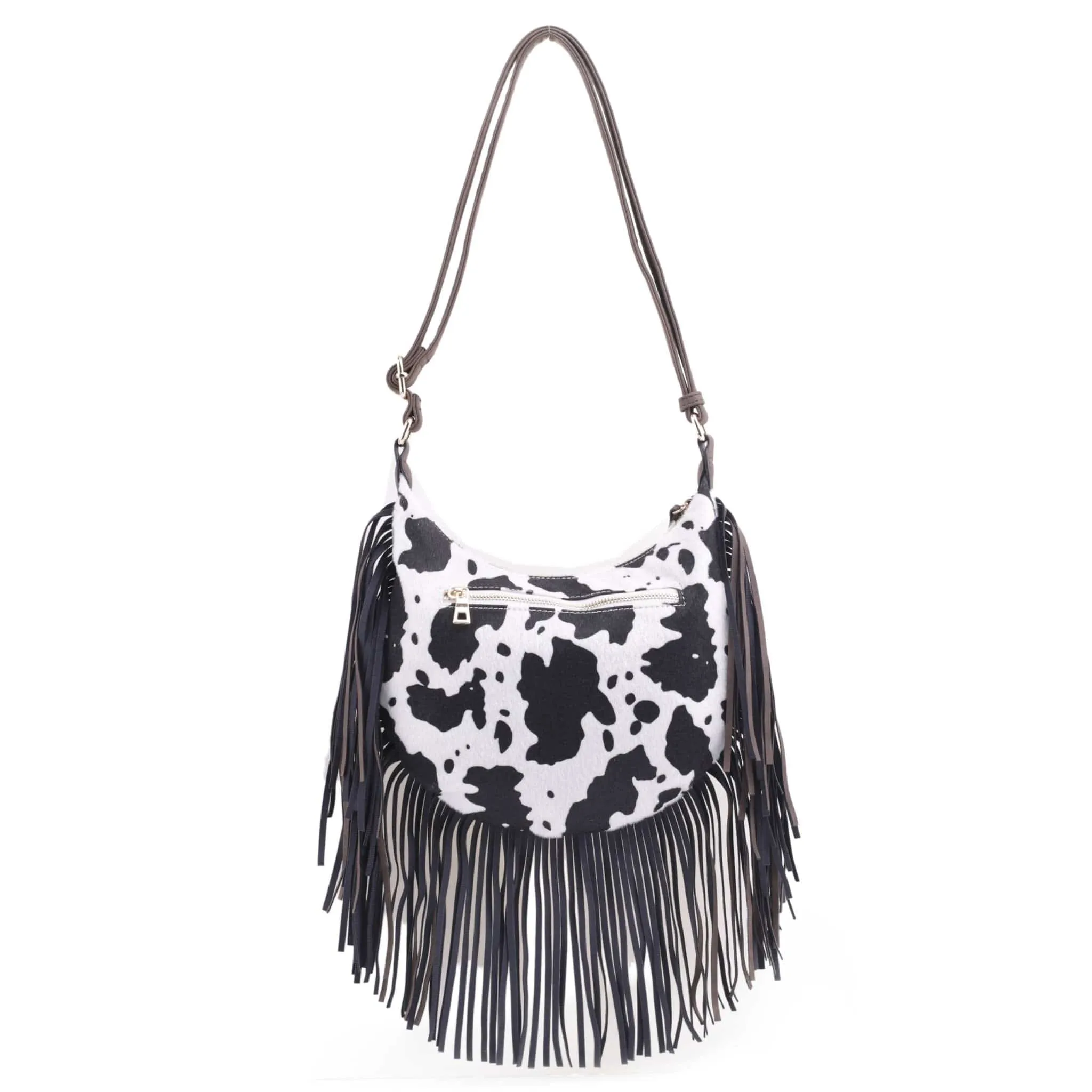 CW20309 Western Style Cow Fringe Hobo/Crossbody bag