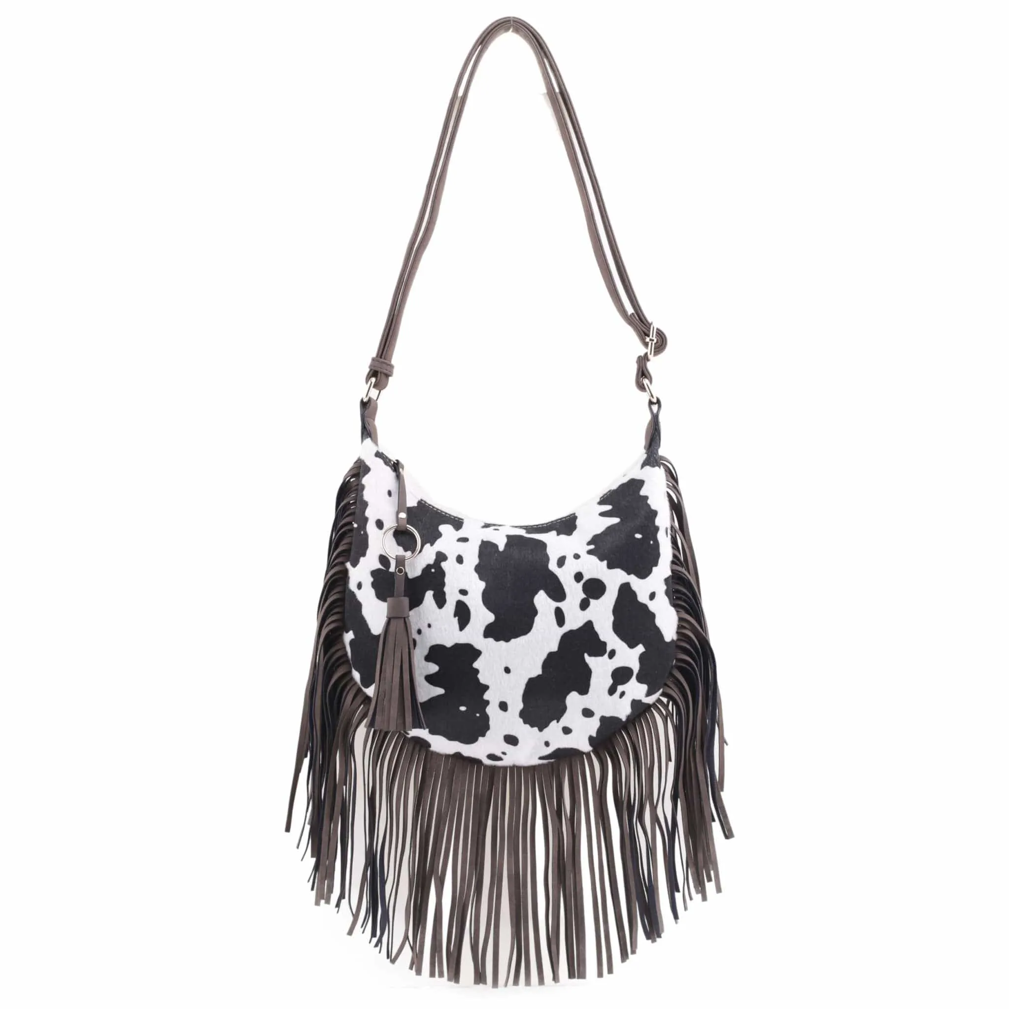 CW20309 Western Style Cow Fringe Hobo/Crossbody bag