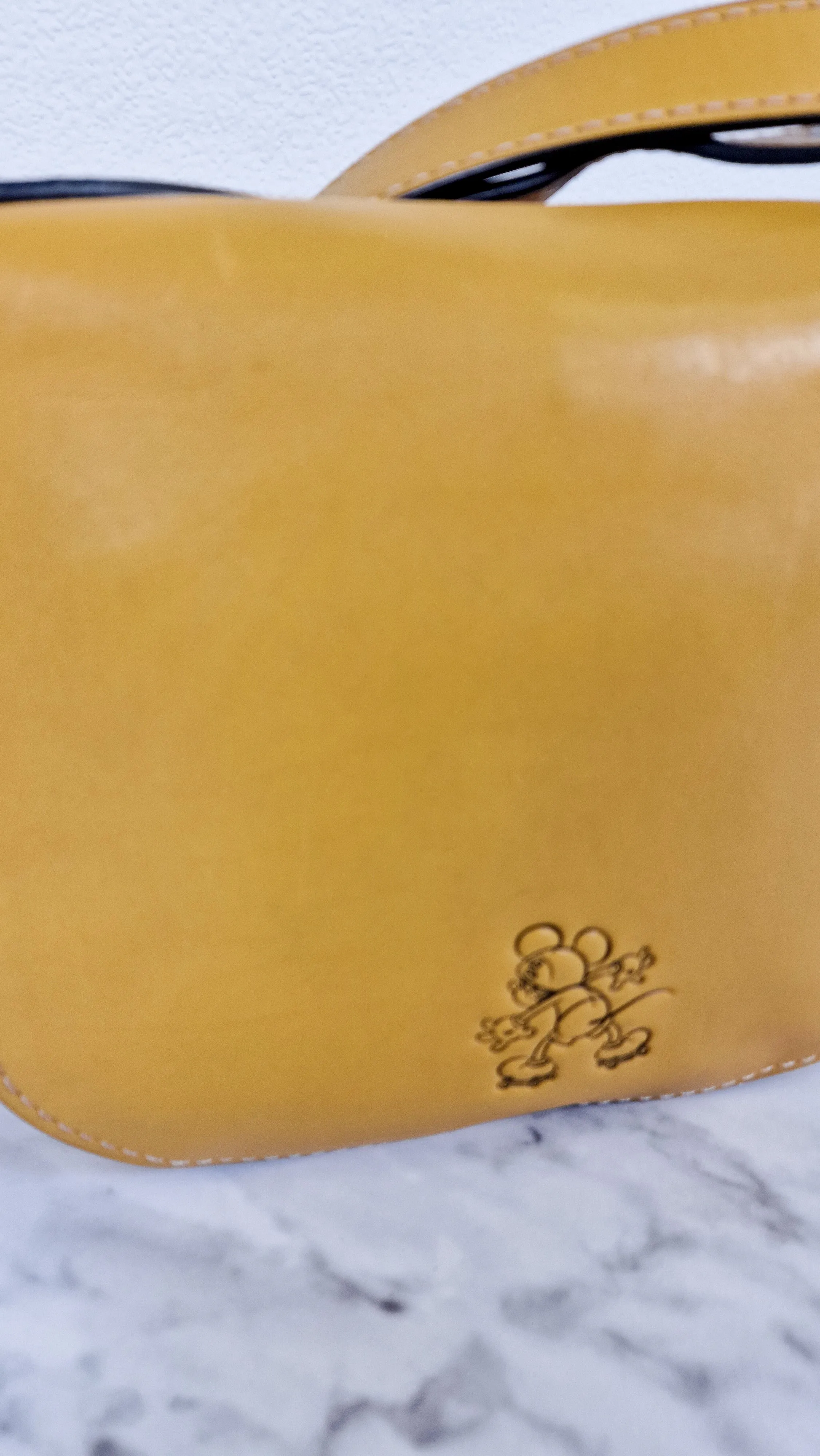 Disney X Coach 1941 Saddle Bag 23 with Mickey Mouse on Roller Skates in Flax Yellow Smooth Leather Crossbody Bag LIMITED EDITION - Coach 38421