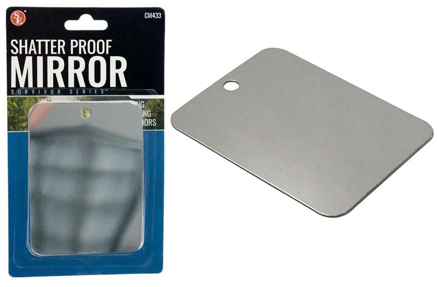 Double Sided Outdoor Shatterproof Mirror, Stainless Steel 3" x 4"