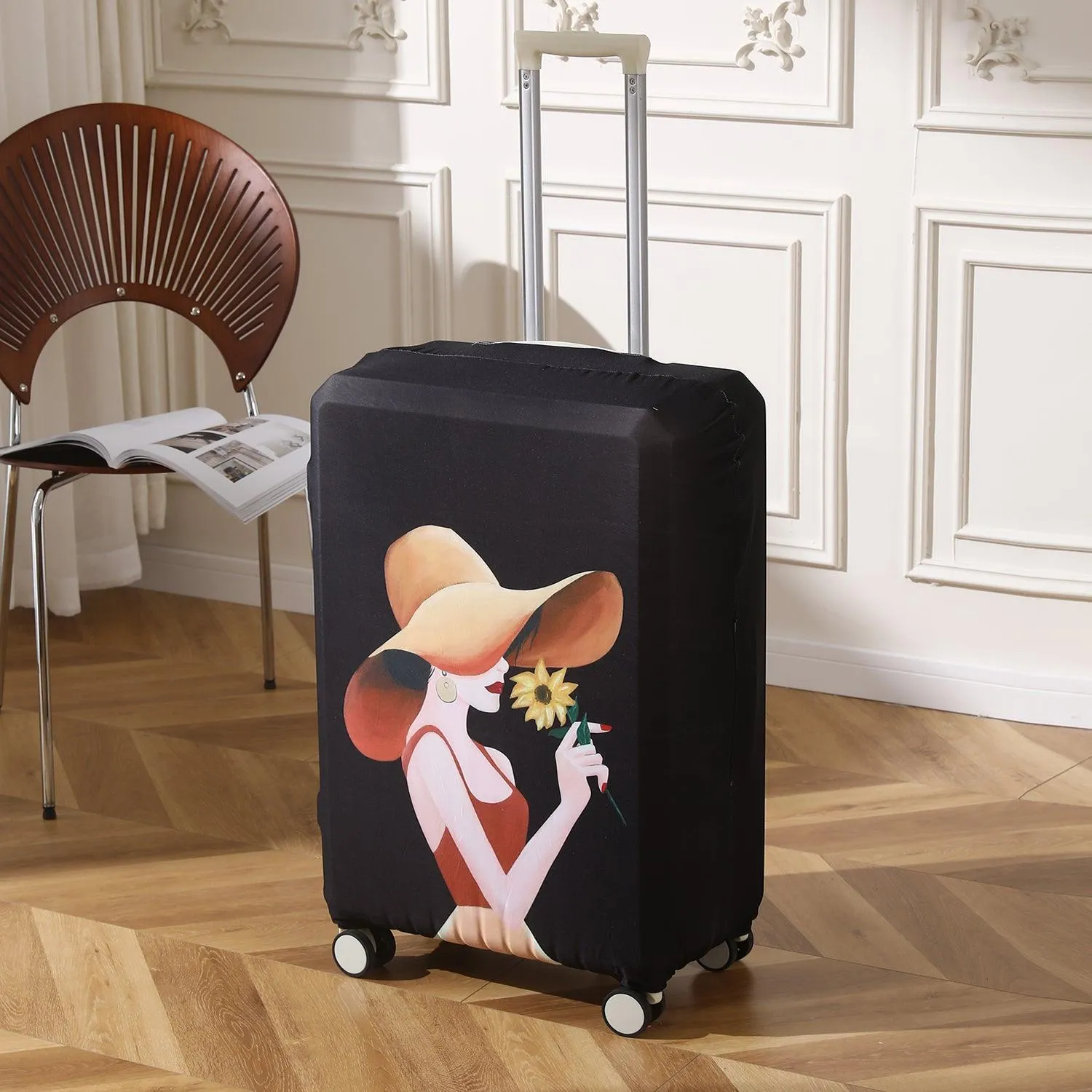 Durable 180 GSM Suitcase Covers S/M/L -Size for Trolley Suitcase, Black Elegant Lady