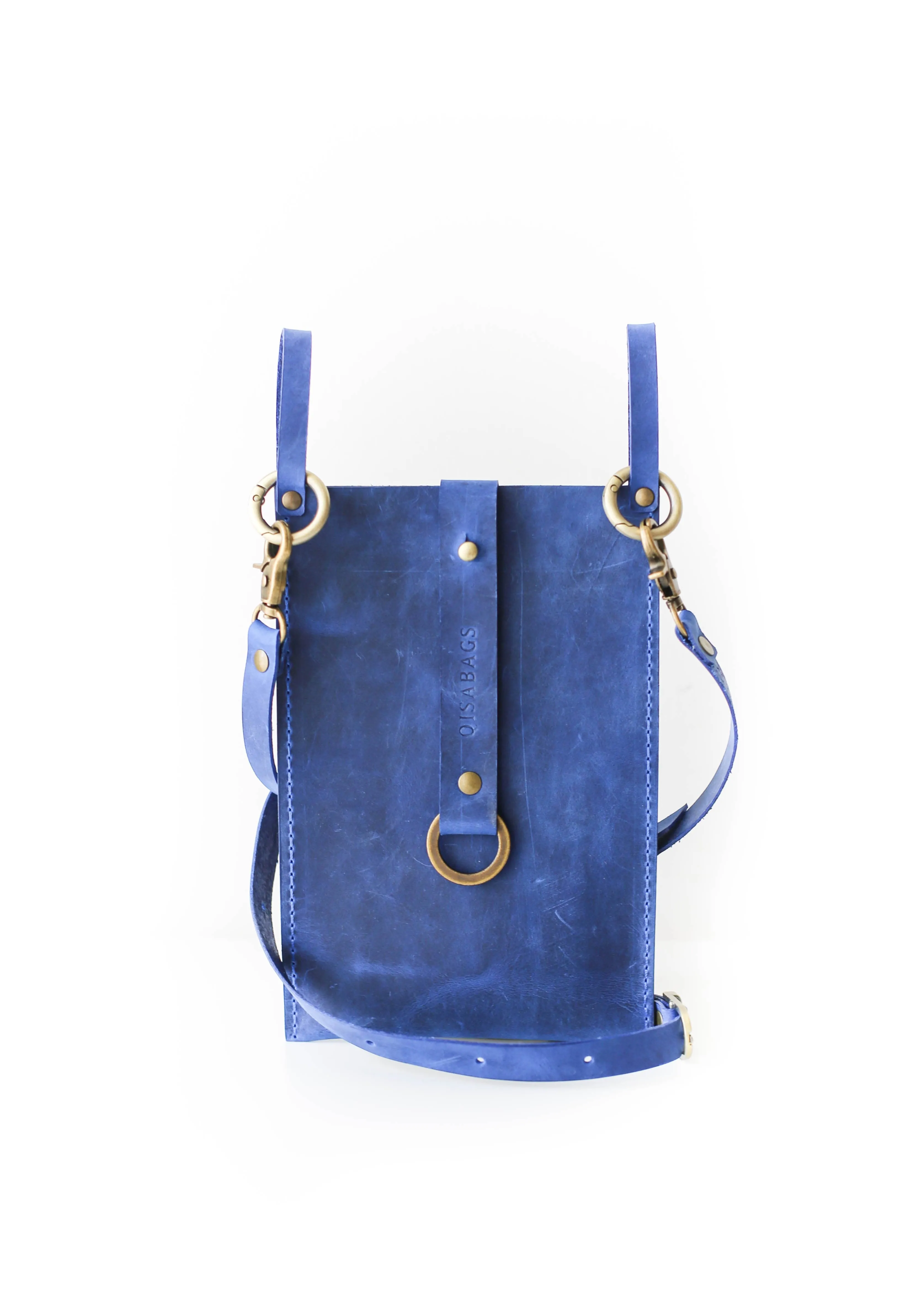 Electric Blue Leather Phone Bag