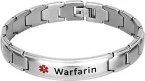 Elegant Surgical Grade Steel Medical Alert ID Bracelet - Men's / Warfarin