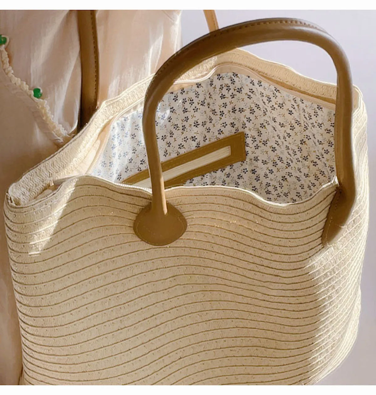 Elena Handbags Simple Straw Woven Summer Tote