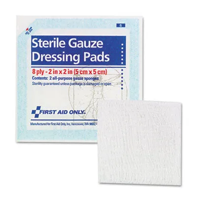 First Aid Only Gauze Pads, 2" x 2"; 3" x 3", 48/Box (I228)