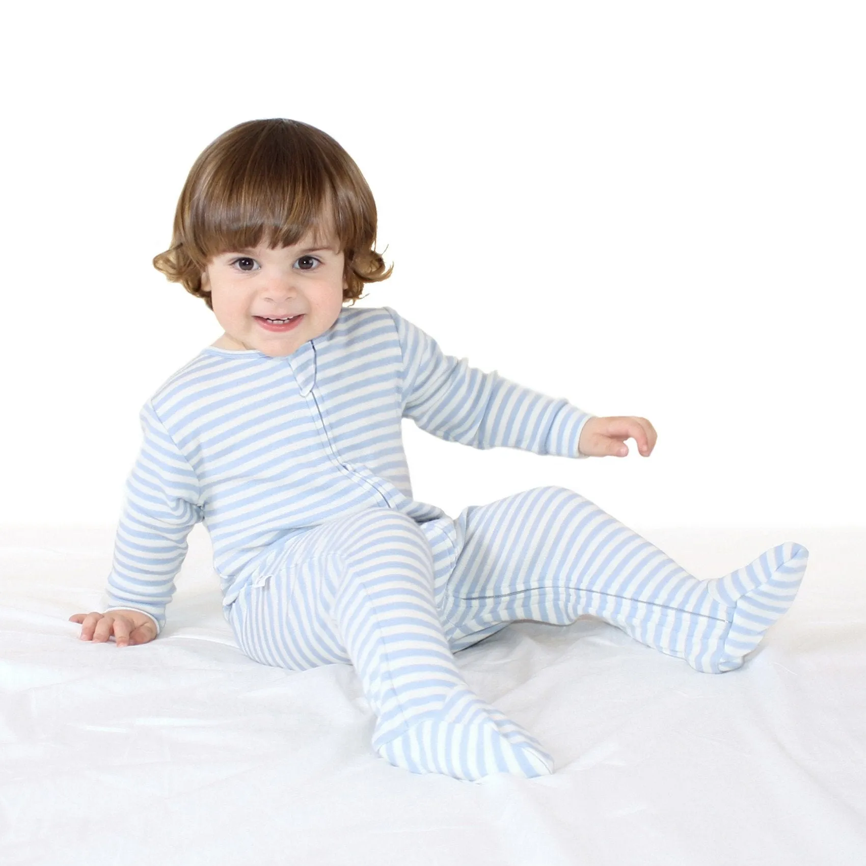 Footie Pajamas, Merino Wool, Blue