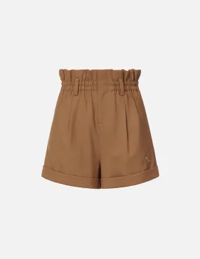 Front Pleat Paper Bag Shorts