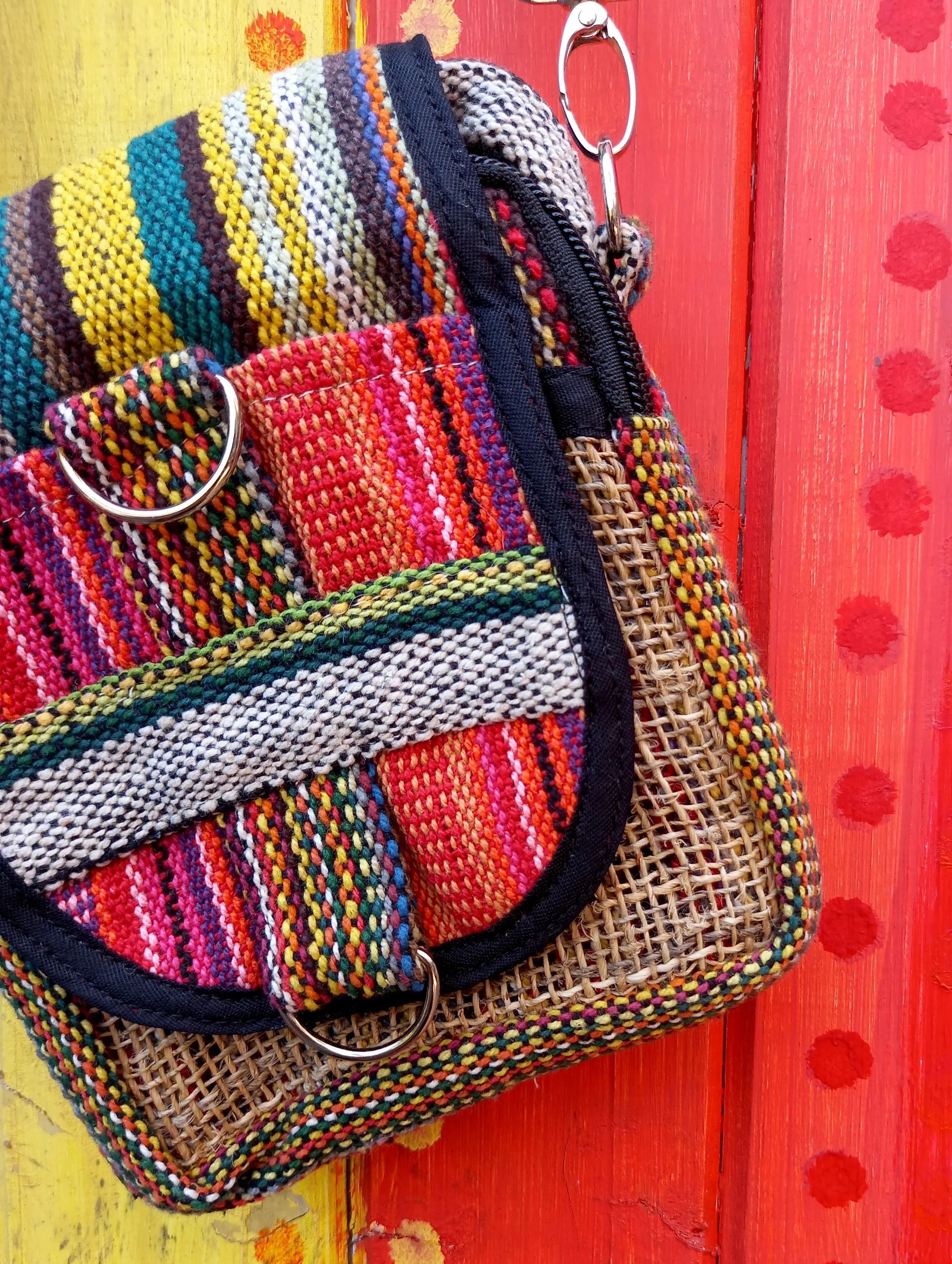 Funky Hemp and Cotton Passport Shoulder Crossbody Bags