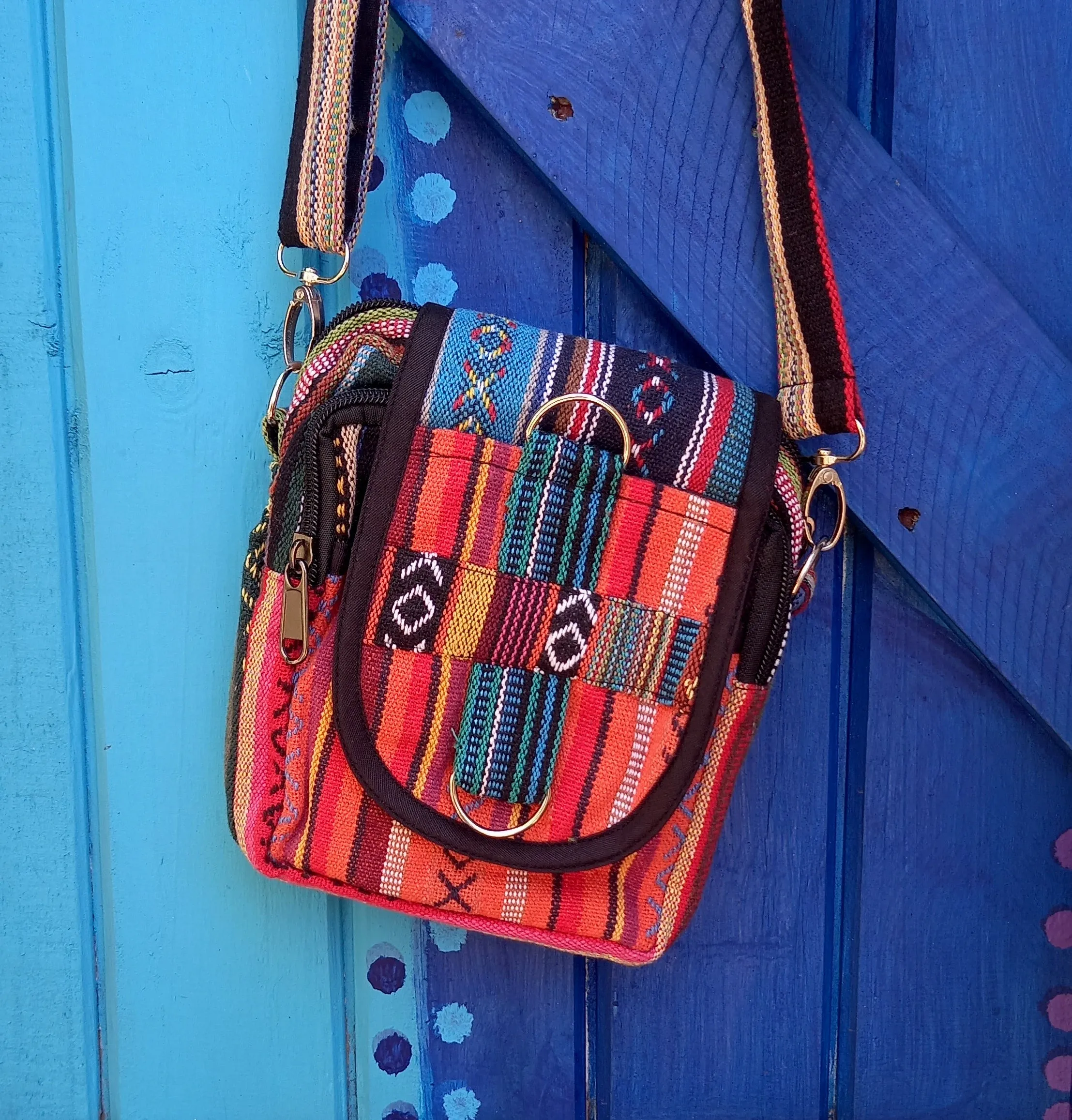 Funky Hemp and Cotton Passport Shoulder Crossbody Bags