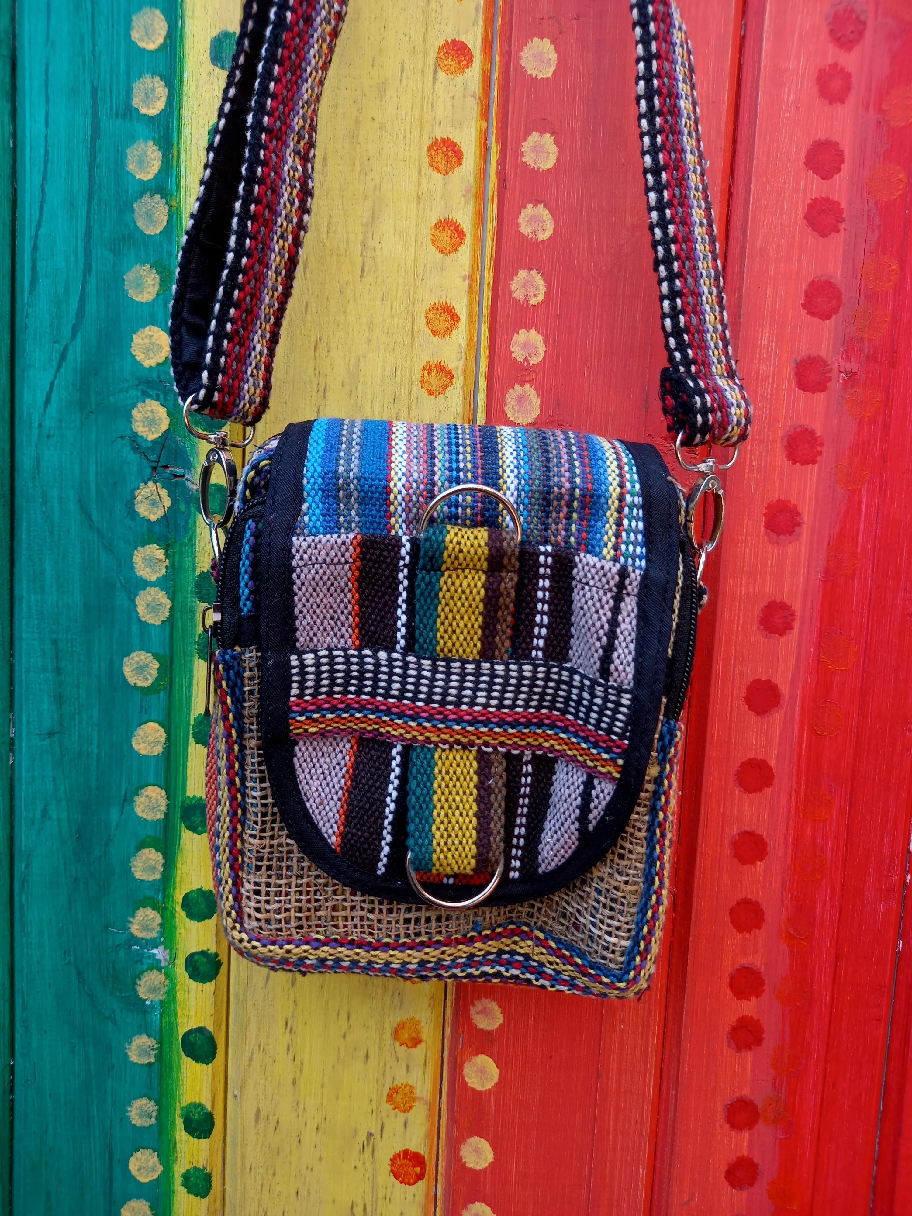 Funky Hemp and Cotton Passport Shoulder Crossbody Bags