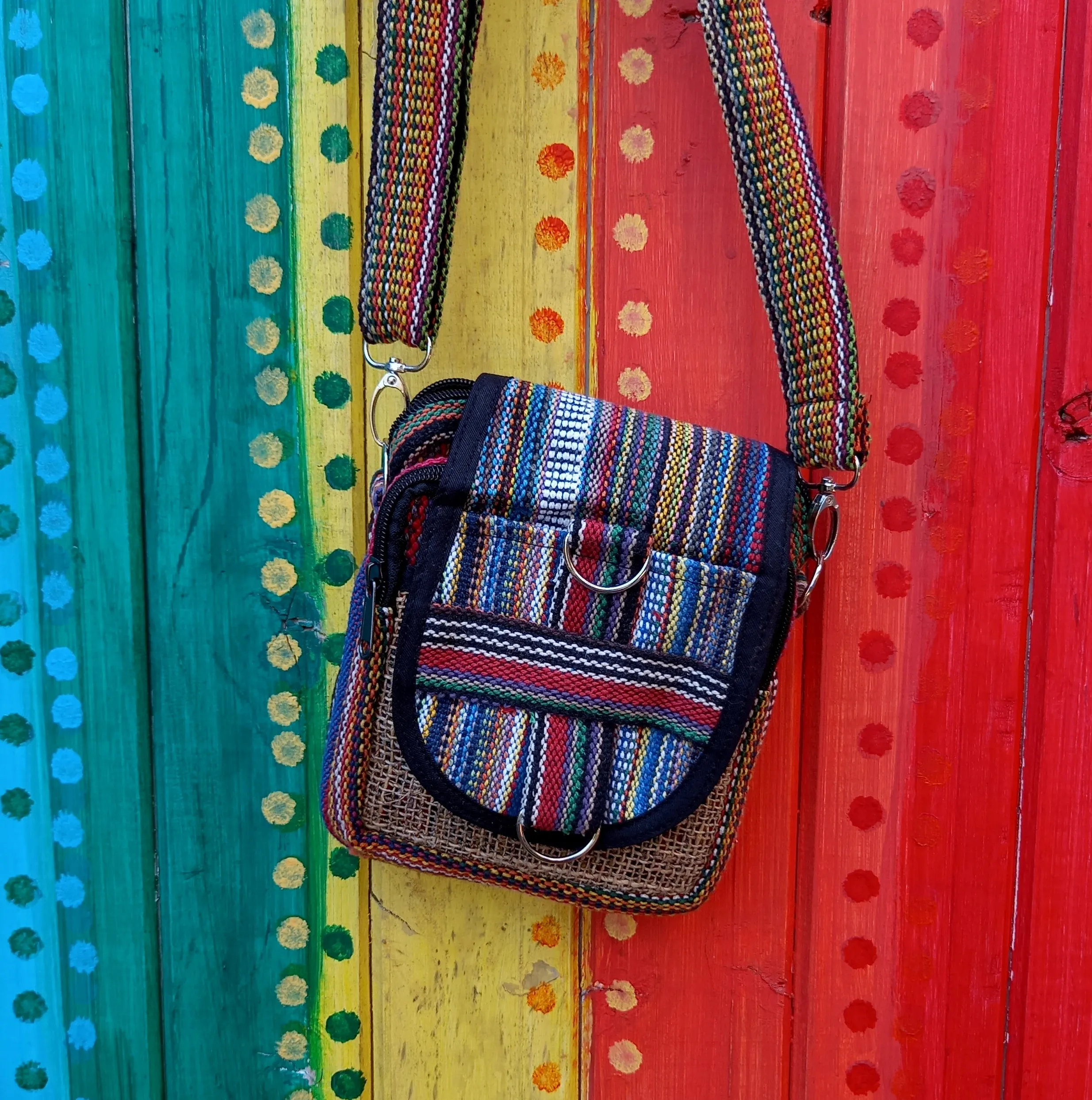 Funky Hemp and Cotton Passport Shoulder Crossbody Bags