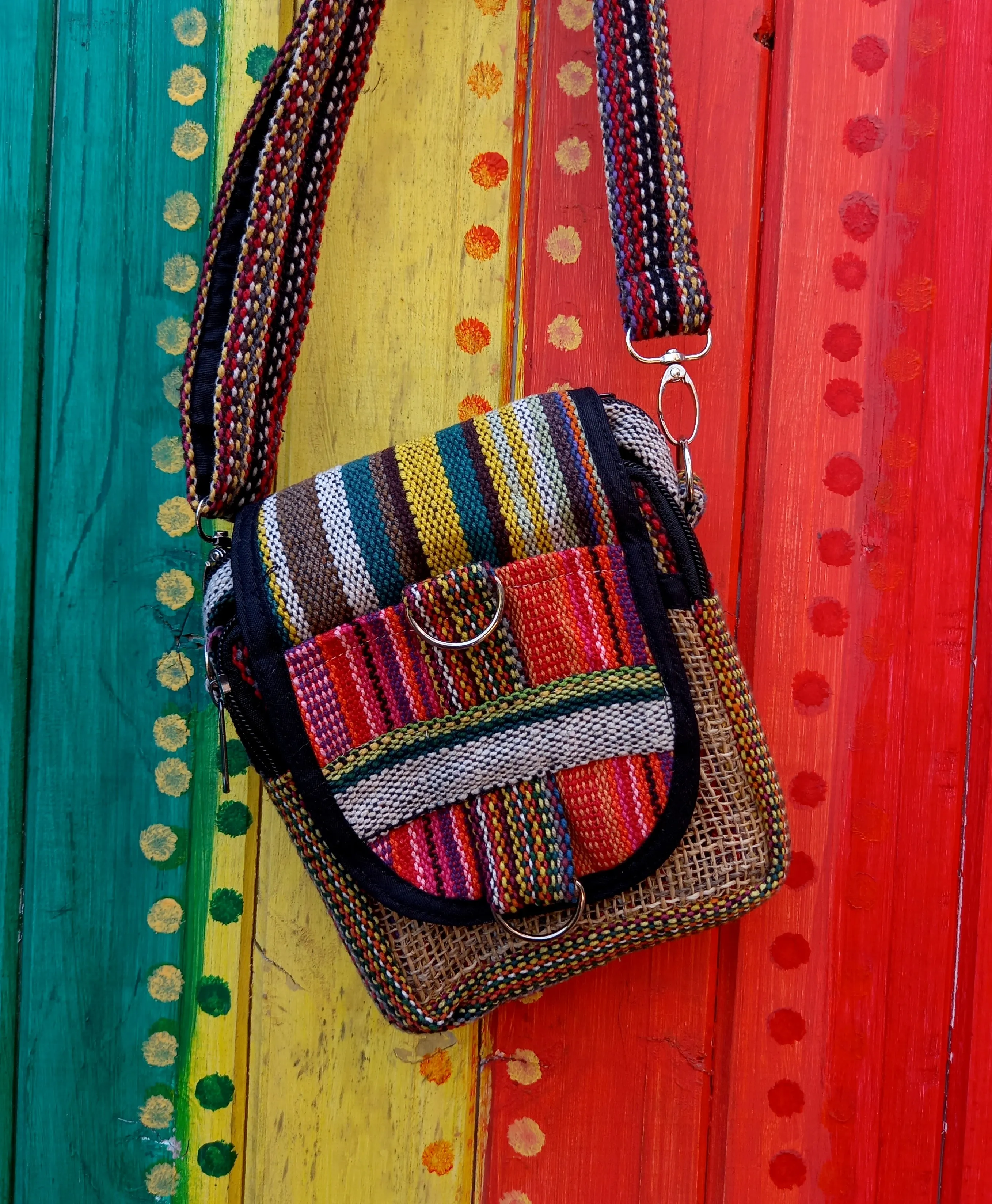 Funky Hemp and Cotton Passport Shoulder Crossbody Bags