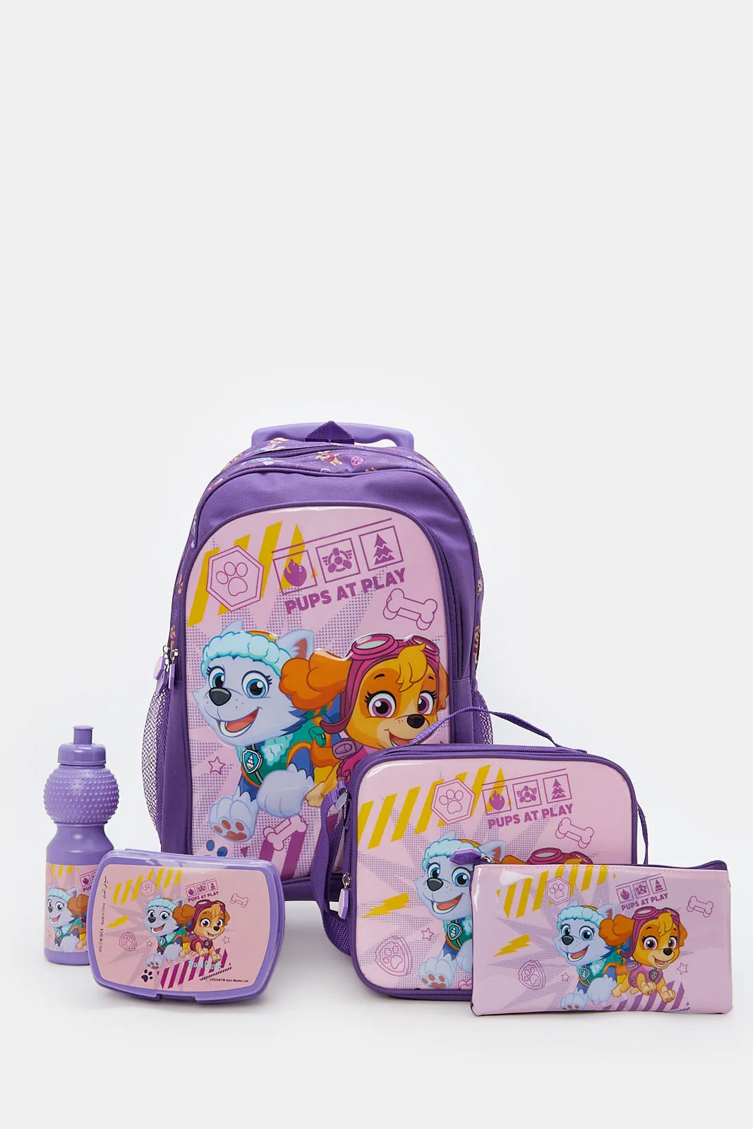 Girls Purple Paw Patrol Print Trolley Set (5 Piece)