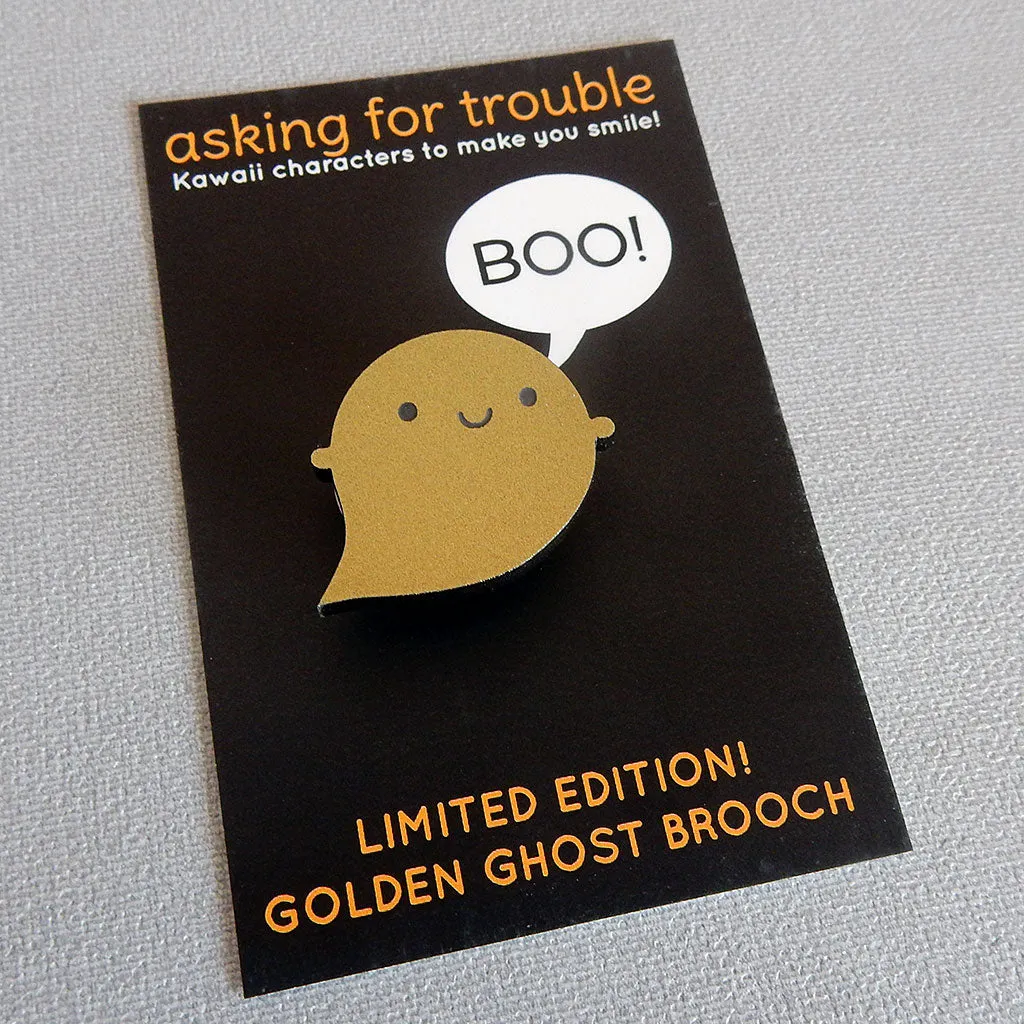 Golden Ghost Acrylic Brooch - Limited Edition!