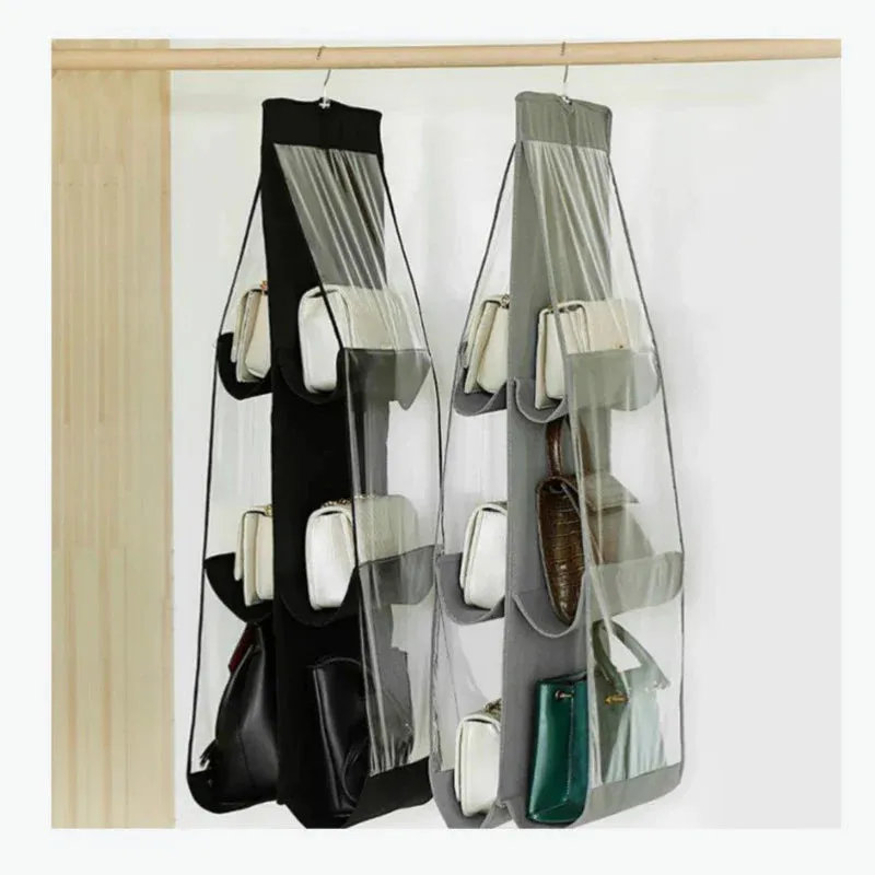 Hanging Handbag Organizer for Wardrobe Closet Transparent Storage Bag Door Wall Clear Sundry Shoe Bag with Hanger Pouch