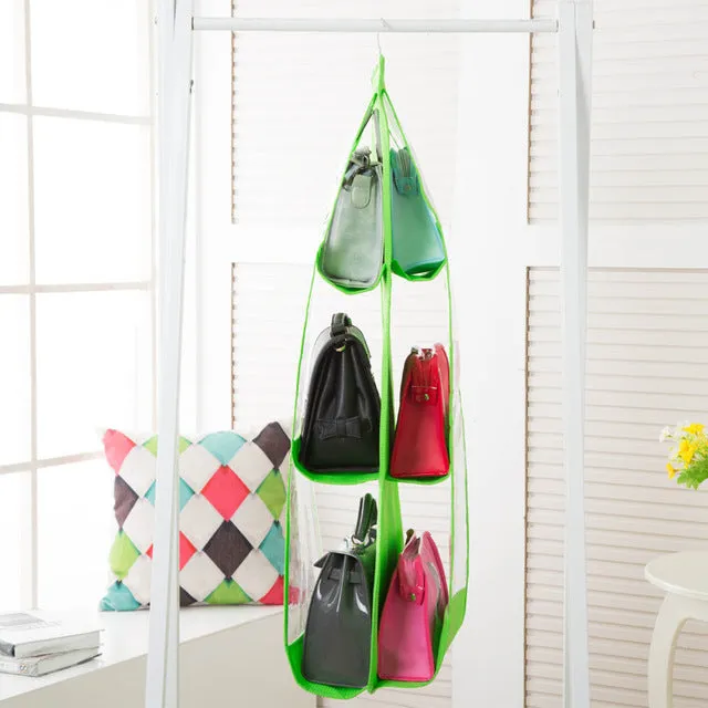 Hanging Handbag Organizer for Wardrobe Closet Transparent Storage Bag Door Wall Clear Sundry Shoe Bag with Hanger Pouch