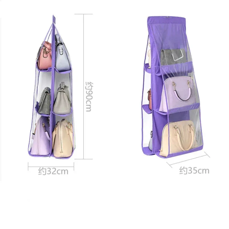 Hanging Handbag Organizer for Wardrobe Closet Transparent Storage Bag Door Wall Clear Sundry Shoe Bag with Hanger Pouch