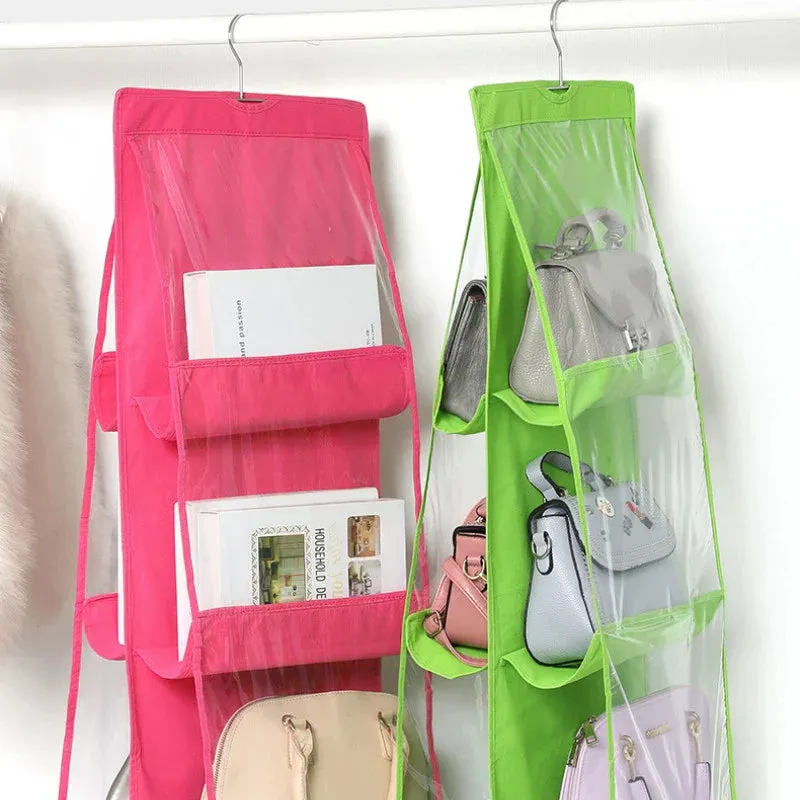 Hanging Handbag Organizer for Wardrobe Closet Transparent Storage Bag Door Wall Clear Sundry Shoe Bag with Hanger Pouch