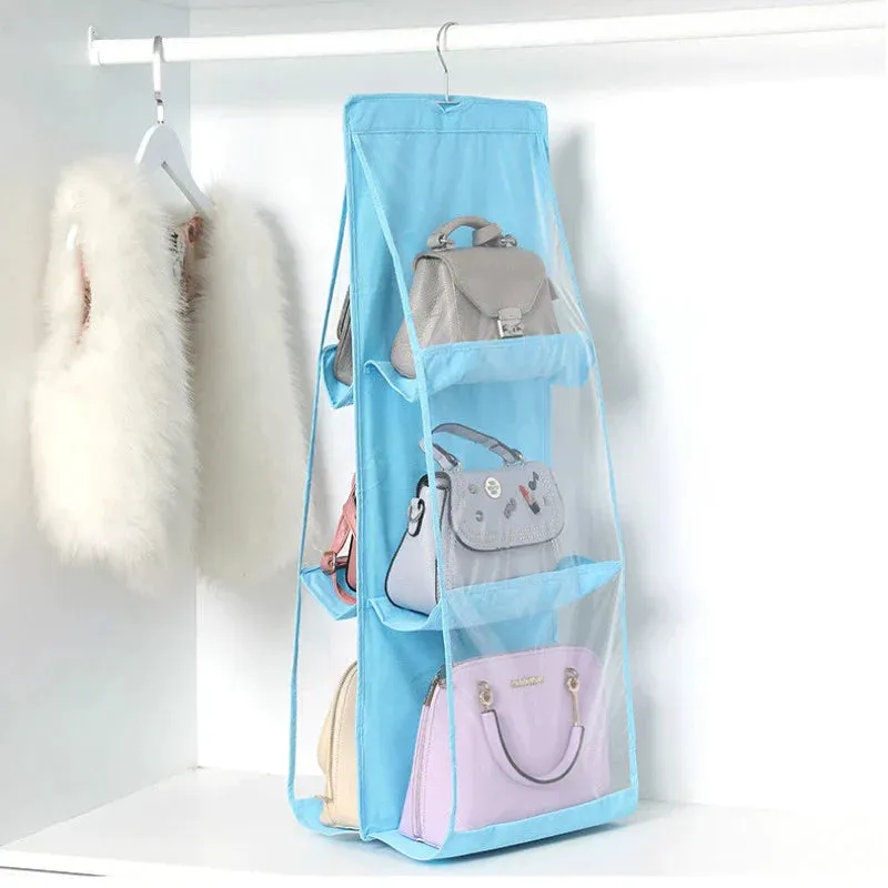 Hanging Handbag Organizer for Wardrobe Closet Transparent Storage Bag Door Wall Clear Sundry Shoe Bag with Hanger Pouch