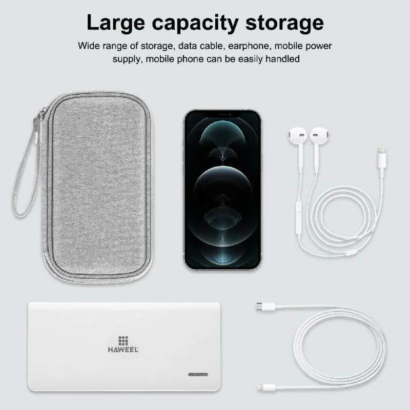 HAWEEL Electronic Organizer Storage Bag for Cellphones, Power Bank, Cables, Mouse, Earphones Grey