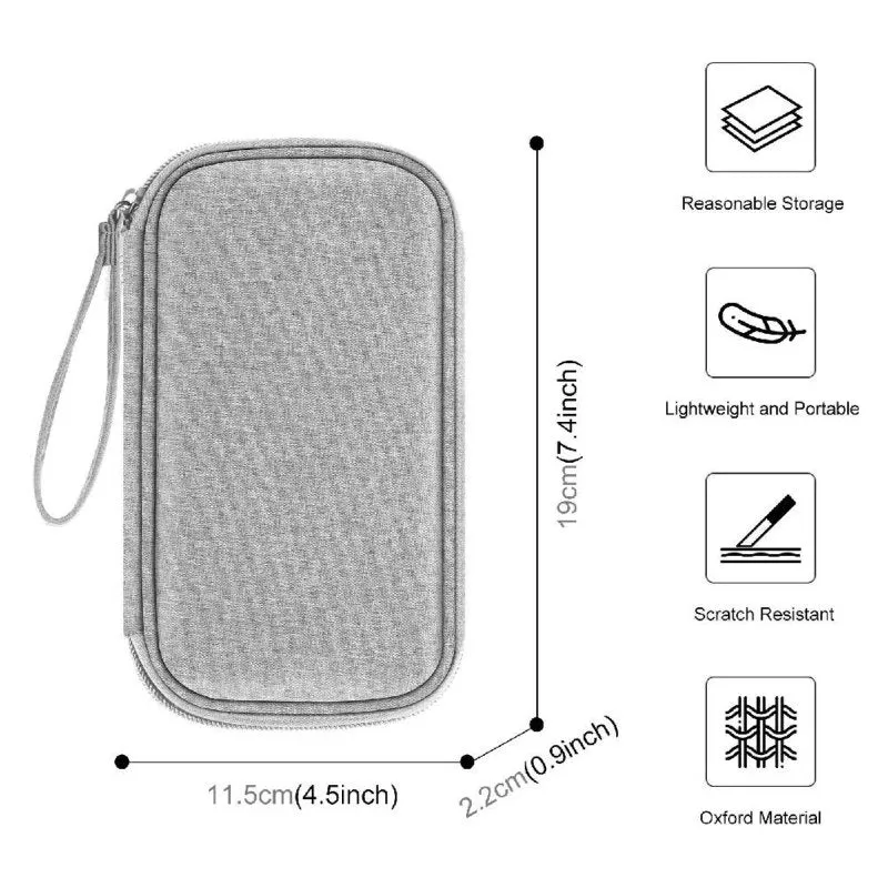 HAWEEL Electronic Organizer Storage Bag for Cellphones, Power Bank, Cables, Mouse, Earphones Grey