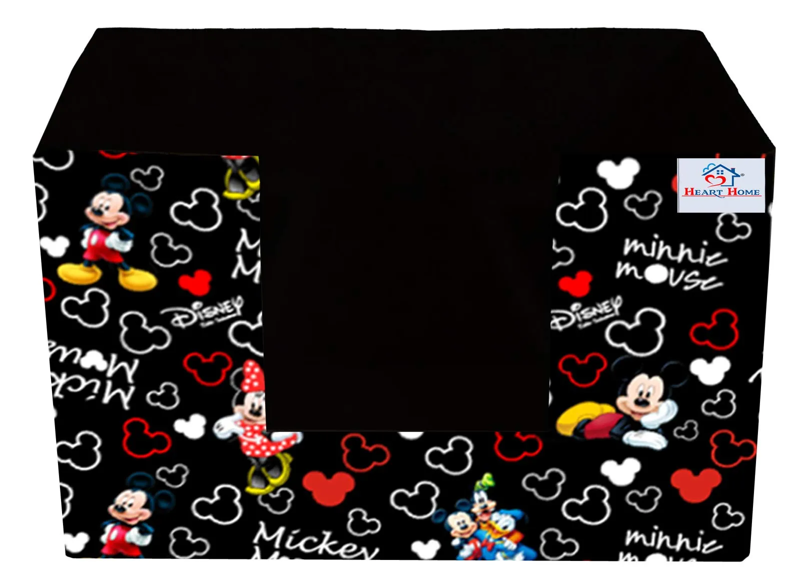 Heart Home Disney Mickey Print Non-Woven Fabric Foldable Cloth Storage Boxes Organizer for Wardrobe With Handle (Black)-HHEART16089