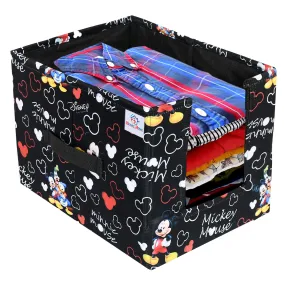 Heart Home Disney Mickey Print Non-Woven Shirt Stacker Closet Organizer - Shirts and Clothing Organizer With Handle (Black)-HHEART16068