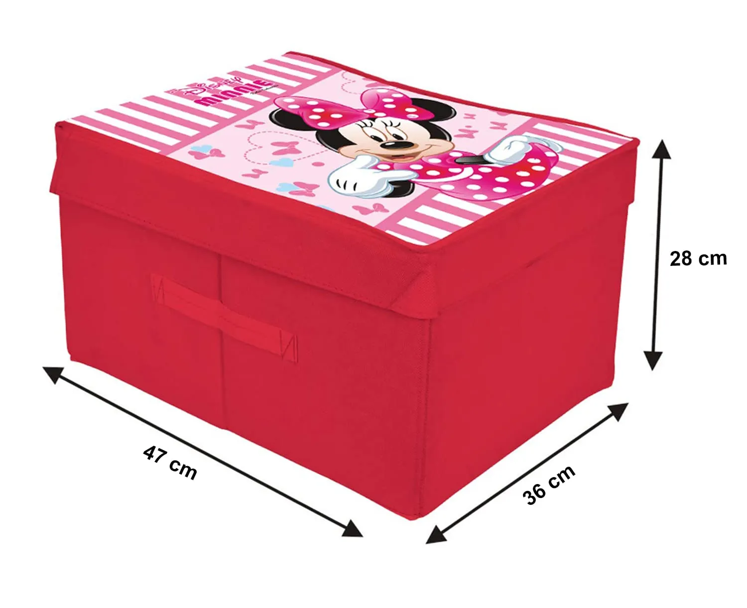 Heart Home Disney Minnie Printed Flodable Storage Box/Organizer For Toys, Cloths And Books With Lid Handle (Pink)-HS43HEARTH26591