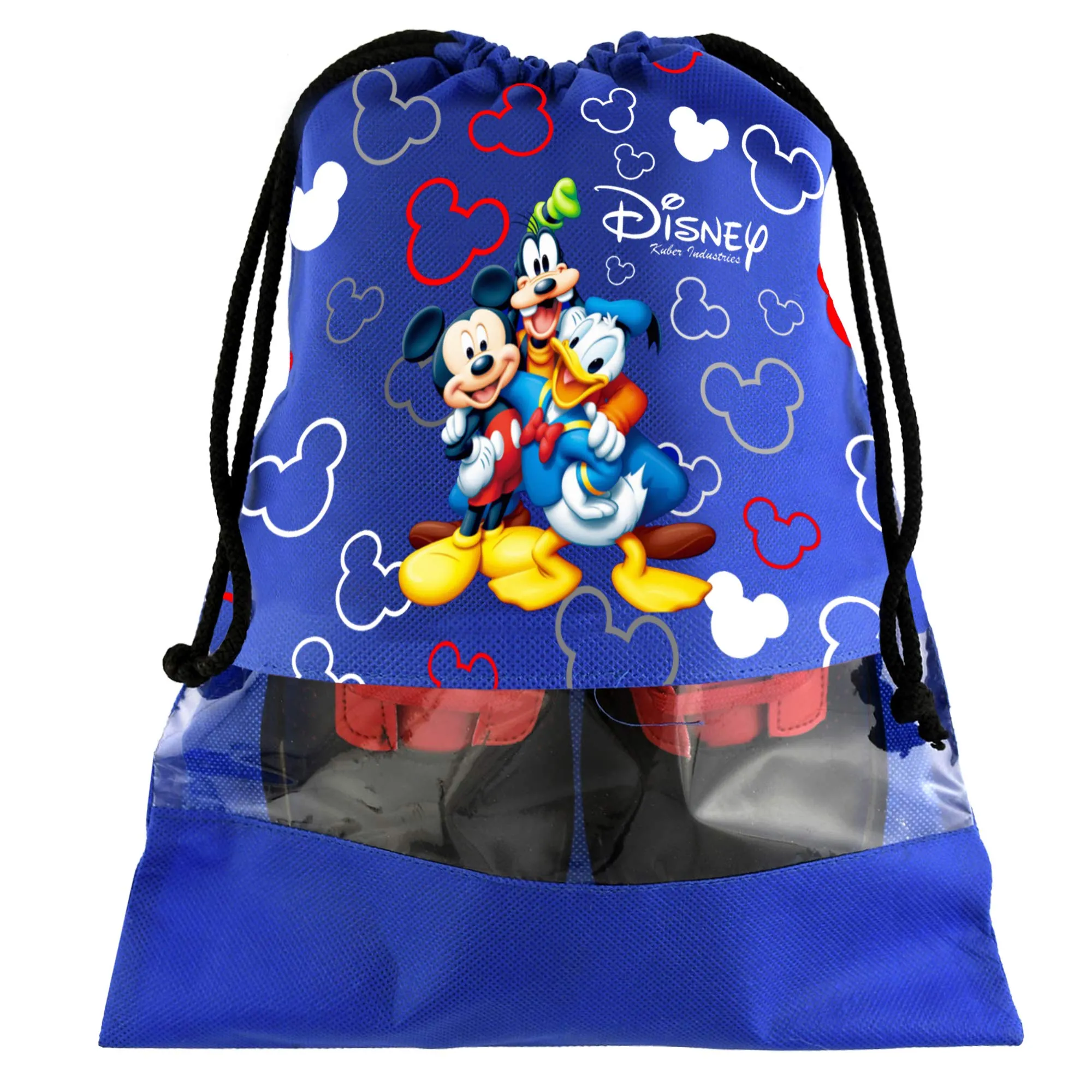 Heart Home Disney Print 12 Piece Non Woven Travel Shoe Cover, String Bag Organizer (Black & Royal Blue & Grey & Red) -HS_35_HEARTHS18083