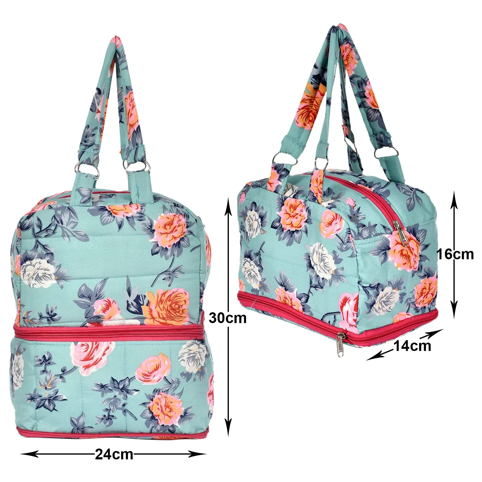 Heart Home Flower Printed Everday Use Women Bag for Travel: Shopping: School: Work (Green)-45LUGHH014