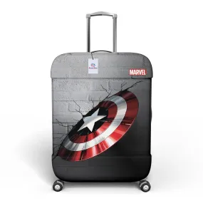 Heart Home Marvel Captain America Shield Luggage Cover | Polyester Travel Suitcase Cover | Washable | Stretchable Suitcase Protector | 22-26 Inch | Medium | Gray