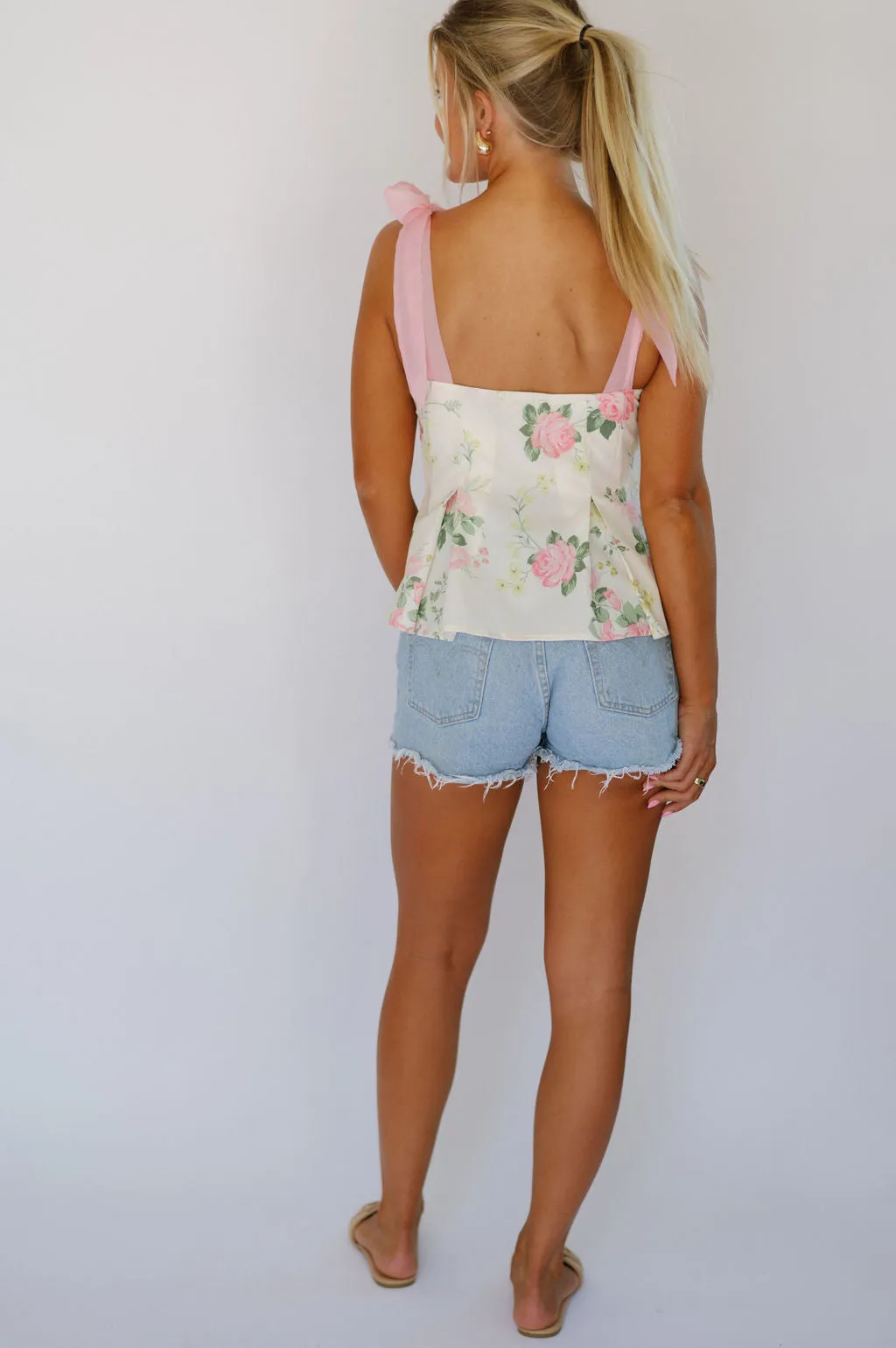 Hollister Pleated Top-Ivory Floral