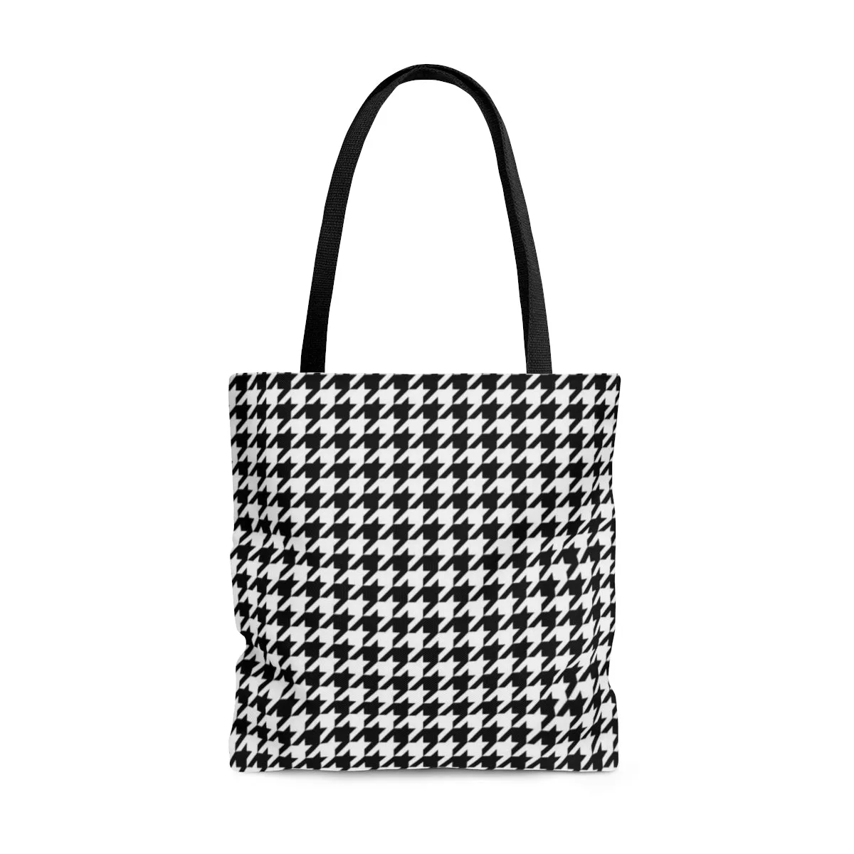 Houndstooth Tote Bag, Black White Cute Canvas Shopping Small Large Travel Reusable Aesthetic Shoulder Bag