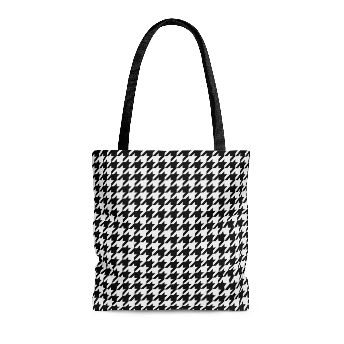 Houndstooth Tote Bag, Black White Cute Canvas Shopping Small Large Travel Reusable Aesthetic Shoulder Bag