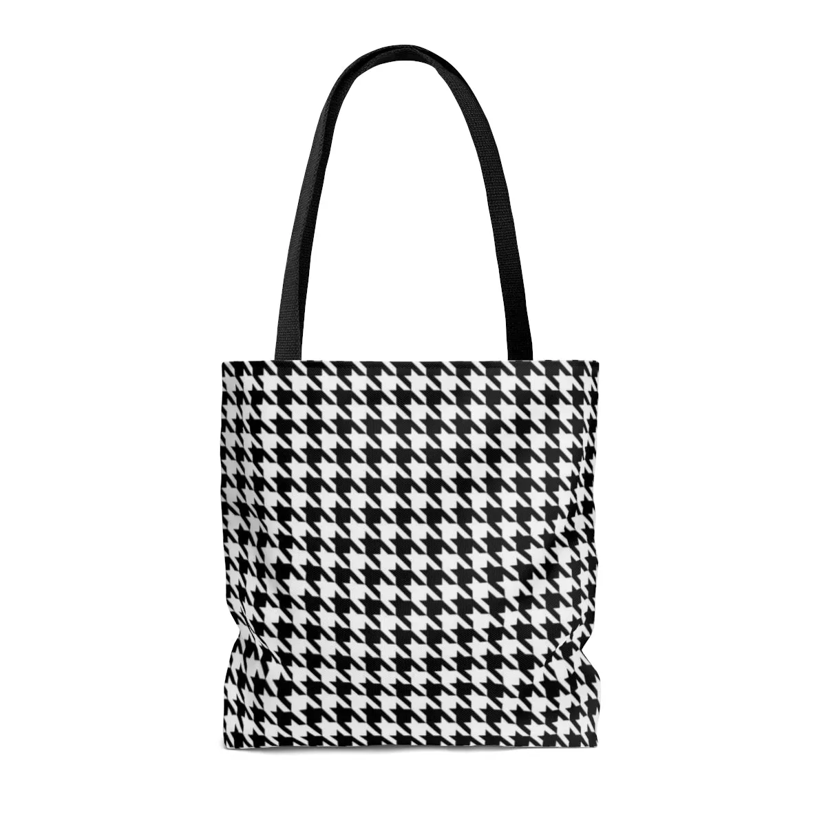 Houndstooth Tote Bag, Black White Cute Canvas Shopping Small Large Travel Reusable Aesthetic Shoulder Bag