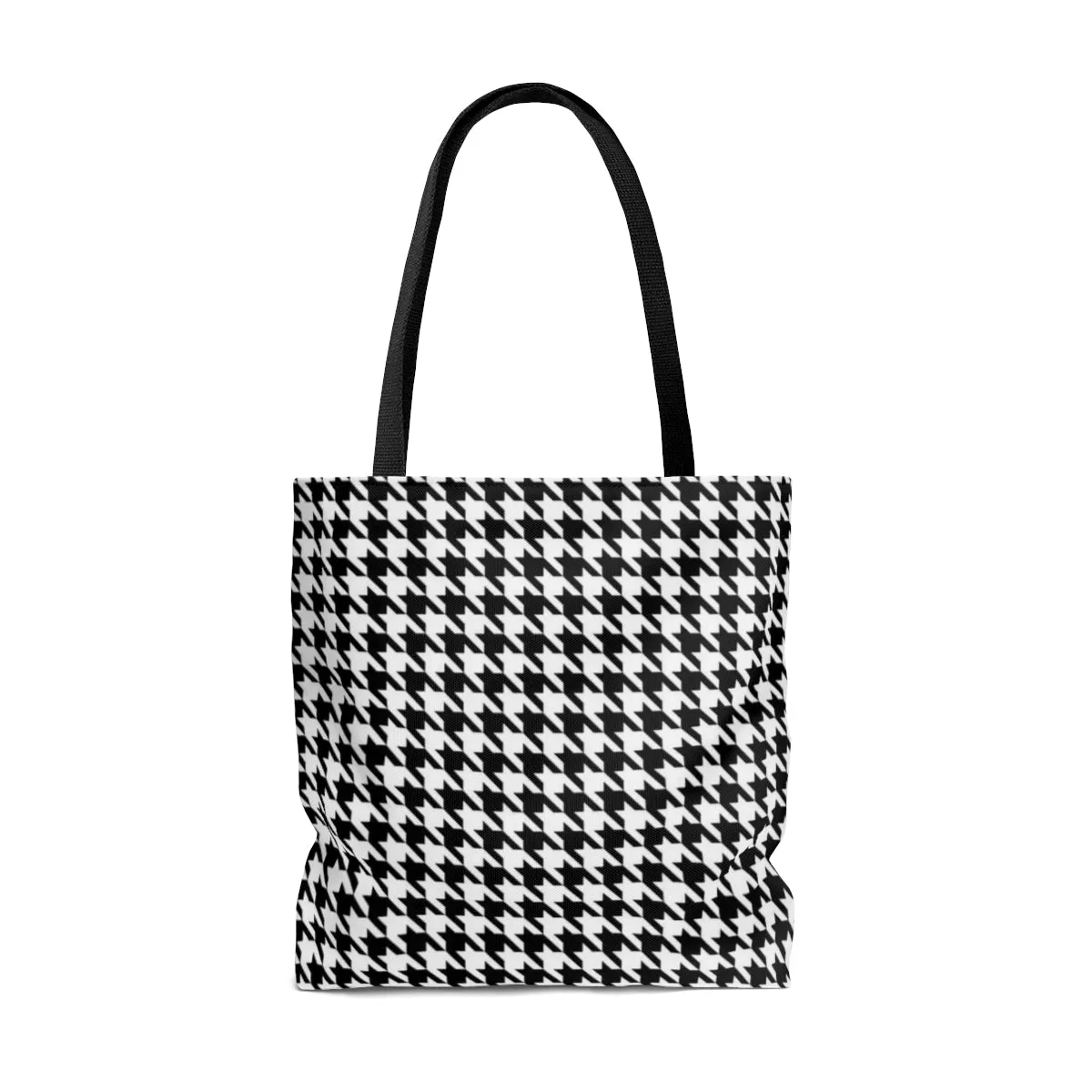 Houndstooth Tote Bag, Black White Cute Canvas Shopping Small Large Travel Reusable Aesthetic Shoulder Bag