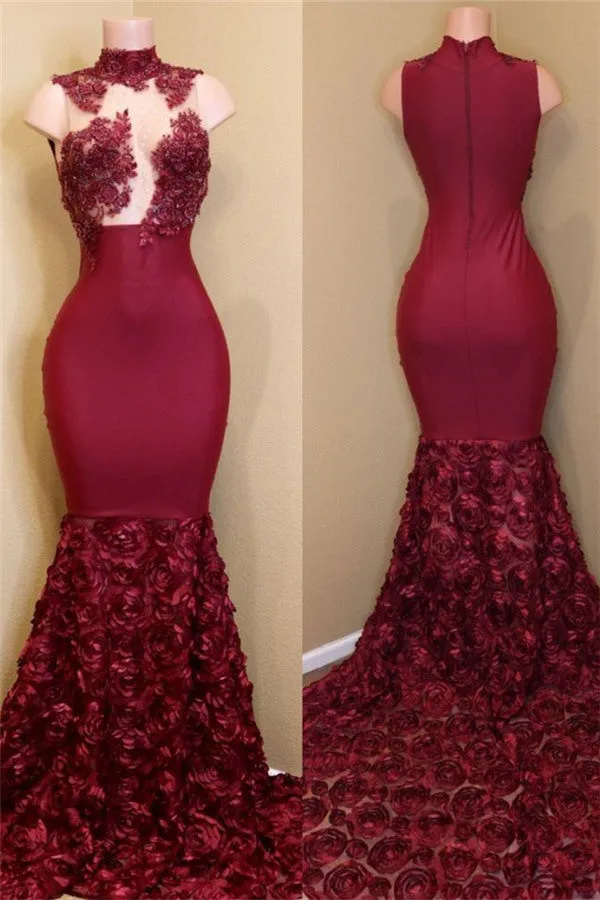 kamahe Burgundy mermaid prom dress, long evening gowns