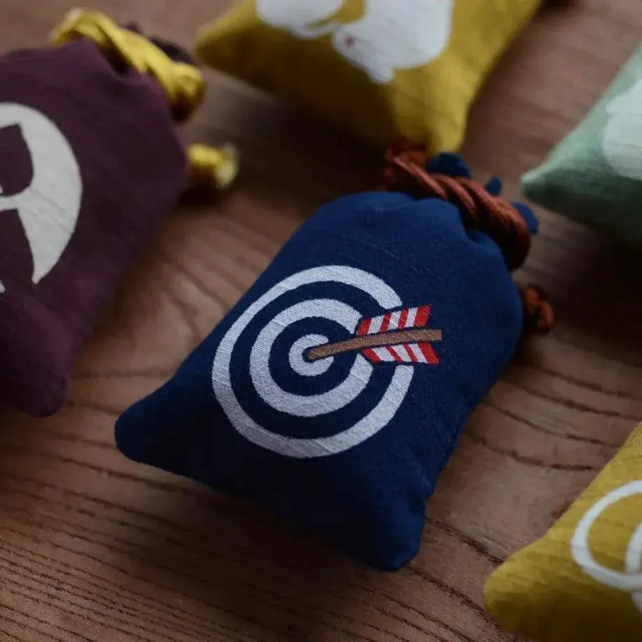 Katazome Small Talisman Bag - Arrow Target -,  Drawstring Pouch,  Japanese traditional craft bag