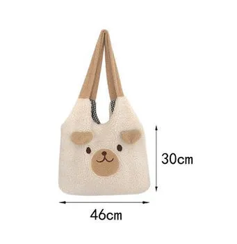 Kawaii Fluffy Small Ears Bear Tote Bag - Kawaii Bag