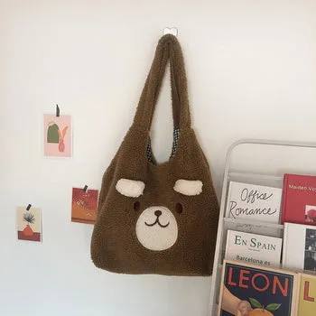 Kawaii Fluffy Small Ears Bear Tote Bag - Kawaii Bag